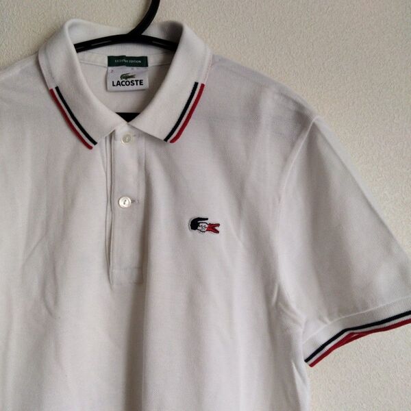 LACOSTE ラコステ 白 ポロシャツ トリコロール 国旗 ワニ サイズ2