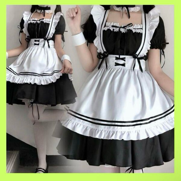 メイド服 ロリータ コスプレ セット コスチューム Lサイズ