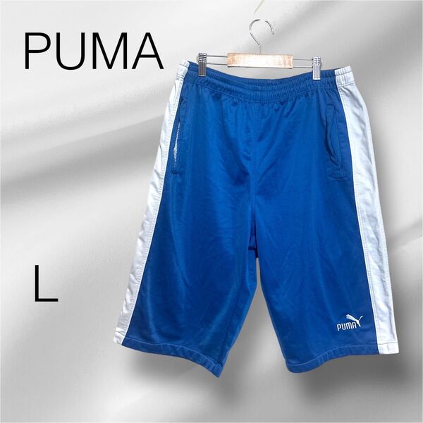 PUMA プーマ ハーフパンツ 国旗タグ 古着 ジャージ【L】 ブルー系