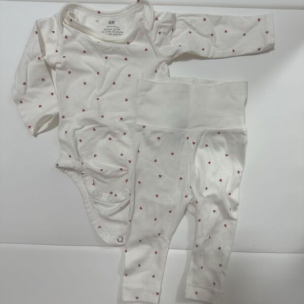 H&M ベビー服 子ども服 62 セットアップ ボディスーツ ロンパース 肌着
