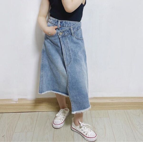 韓国子供服 子供服 スカート ロングスカート デニムスカート 150cm