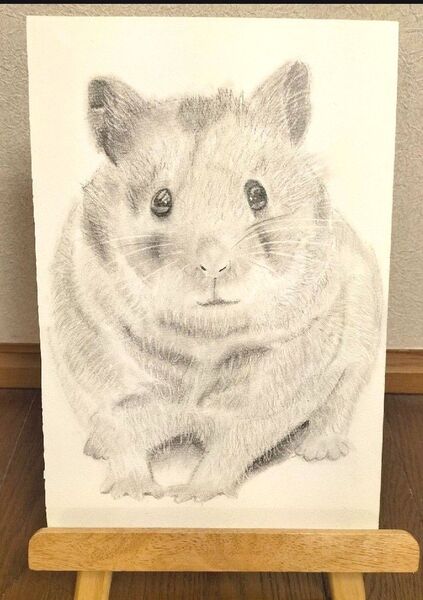 鉛筆画 絵画 原画 手描き ハムスターの絵