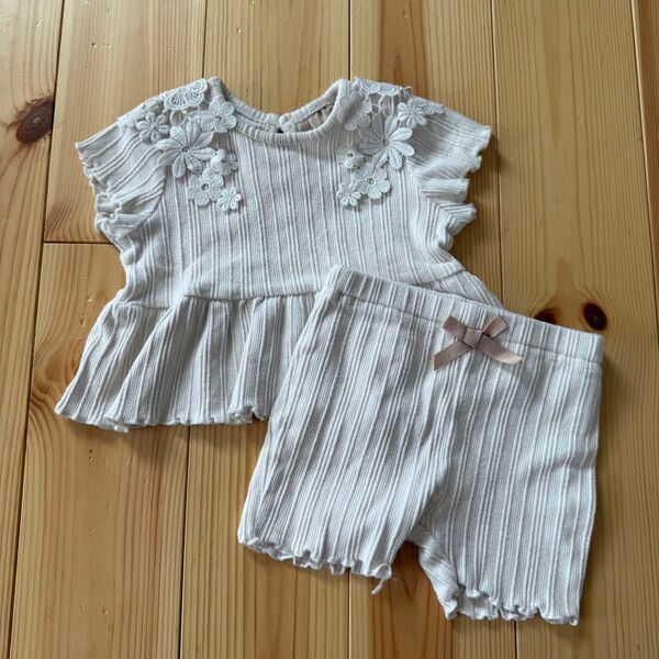 【人気】プティマイン セットアップ 70 上下セット 女の子 ベビー服