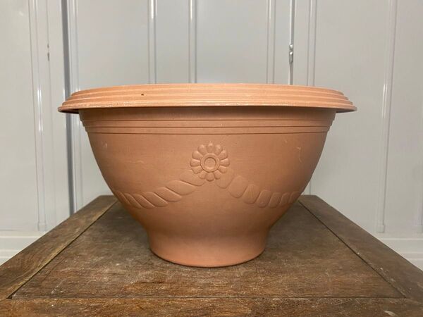 植木鉢 プランター プラスチック ブラウン 茶色 観葉植物 山野草 多肉植物 草花 花 雑木 園芸 ガーデニング 鉢 模様 盆栽鉢