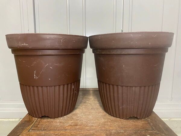 植木鉢 プランター プラスチック 2点セット 茶色 観葉植物 山野草 多肉植物 草花 花 雑木 園芸 ガーデニング 鉢 盆栽鉢
