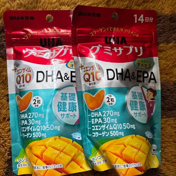 還元型コエンザイムQ10 UHA味覚糖 グミサプリ DHA&EPA 2袋 マンゴー
