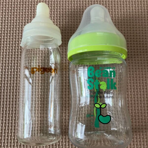 pigeon 母乳実感& Bean Stalk哺乳瓶 100ml 150ml 2本セット ピジョン ガラス