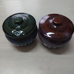 陶器の蓋つき容器 2個セット