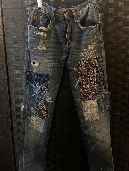 ラルフローレン サプライ 襤褸 刺子 デニム パッチワーク デニム パンツ Ralph Lauren denim supply