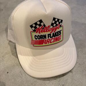 Kellogg's CORN FLAKES RACING メッシュキャップ 白 ホワイト 帽子 古着 レーシング ケロッグ