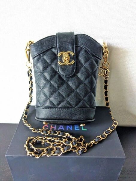 新品 未使用 CHANEL シャネル ノベルティ ショルダーバッグ ゴールドチェーン ミニバッグ ブラック 箱なし 斜め掛け