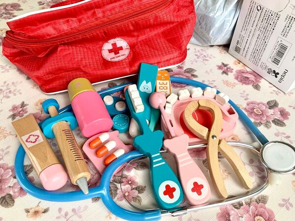 男女兼用 子供 キッズ 医者ごっこ 木製 知育玩具 おもちゃ おままごと