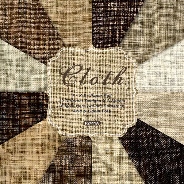 【残りわずか】Cloth 24枚 デザインペーパー アート ブラウン 生地風 アート 装飾 背景 スクラップブッキング コラージュ
