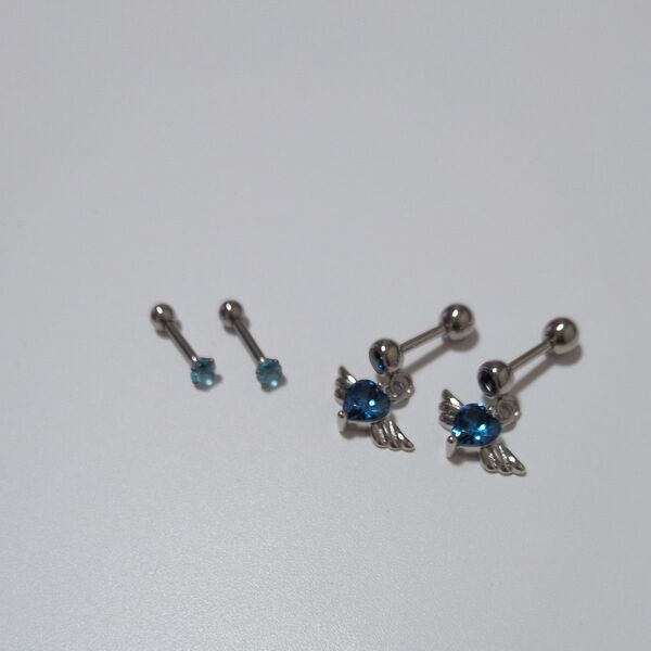 ボディピアス ストレートバーベル 16G 2個セット ボディピアス アクアマリン16G×2