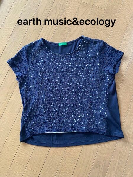 earth music&ecology レディース トップス カットソー size F ネイビー 半袖