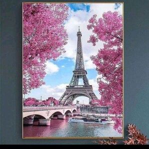 ダイアモンドアート ビーズアート 初心者 フランス エッフェル塔 桜 ピンク 風景