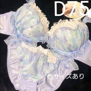 短期出品 新作 D75 スイートメルティブロッサムブラジャー&フルバックショーツ C70 変更可 豪華 花柄 水彩柄