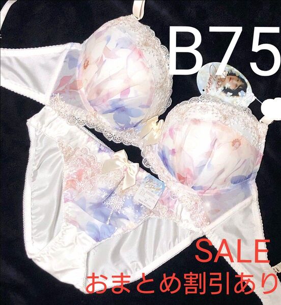 B75 ガーリートゥインクルフラワーブラジャー&フルバックショーツ ガーリー 可愛い 水彩柄 ガーリー 大人気 即完売品