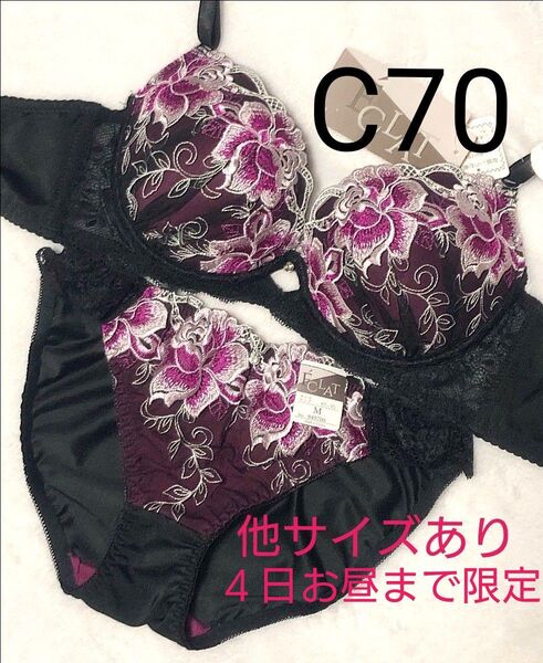 4日まで C70 マーベラスレディフラワー育乳脇高ブラジャー&フルバックショーツ B70 B75 C70 C75 D75 変更可能