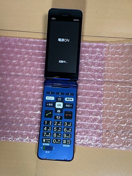 美品 SIMフリー KYOCERAかんたんケータイ KYF41 ブルー 防水防塵耐衝撃 Bluetooth Wi-Fi 赤外線通信