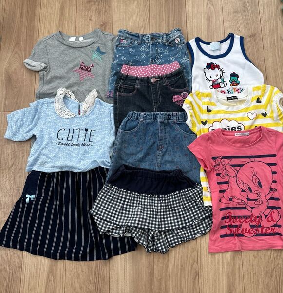 女の子 半袖Tシャツ ワンピース スカート ショートパンツ