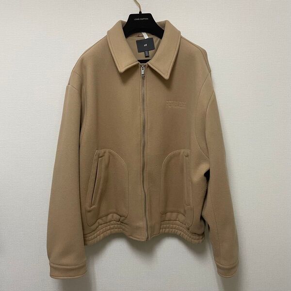 H&M アウター ジャケット ジャンパー ブルゾン 未使用 XL アウター ウールライク ベージュ ブラウン スイングトップ