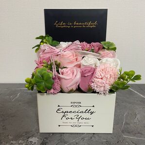 ソープフラワー シャボン フェイク 造花 ボックスアレンジ バラ 薔薇 アロマ プレゼント 枯れない花 ギフト リース