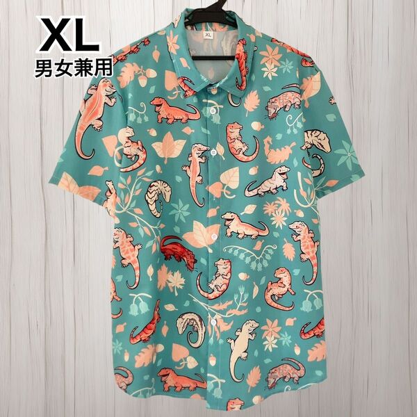 【新品】半袖シャツ ヤモリ シャツ アロハシャツ ハワイアン アメカジ 柄シャツ 爬虫類