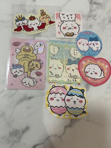 ちいかわ ハチワレ ダイカットステッカー イースター ノベルティ てんしとあくま カード まんまる焼き 丸美屋