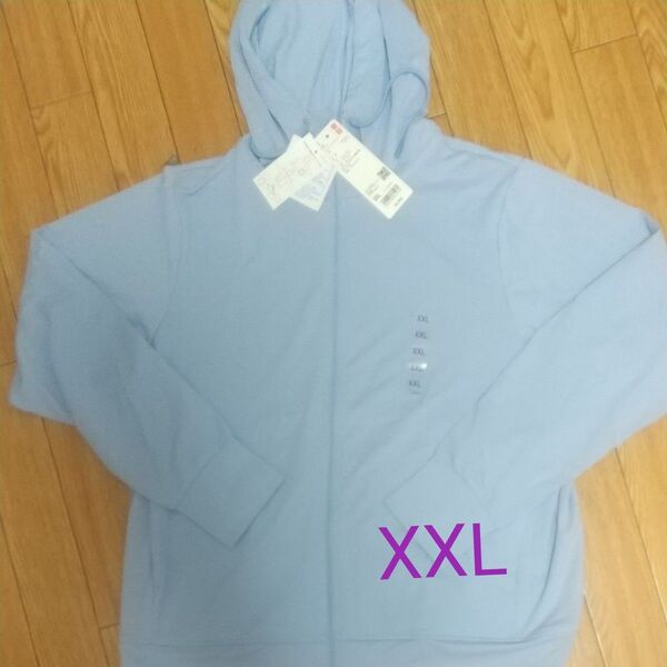 【新品】ユニクロ エアリズムUVカットメッシュパーカ XXL 水色