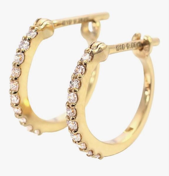 18金 フープピアス 18K ダイヤモンド イエローゴールド K18 輪っかリング 宝石