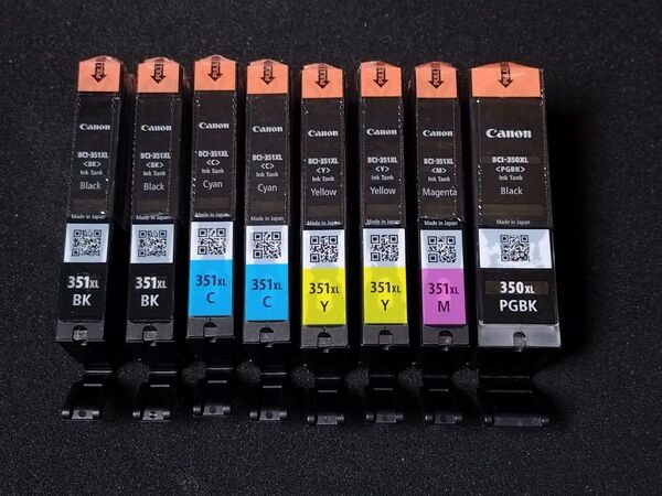 Canon BCI-350XL PGBK BCI-351XL Y/C/M/BK 計8個セット 大容量純正インク ジャンク扱