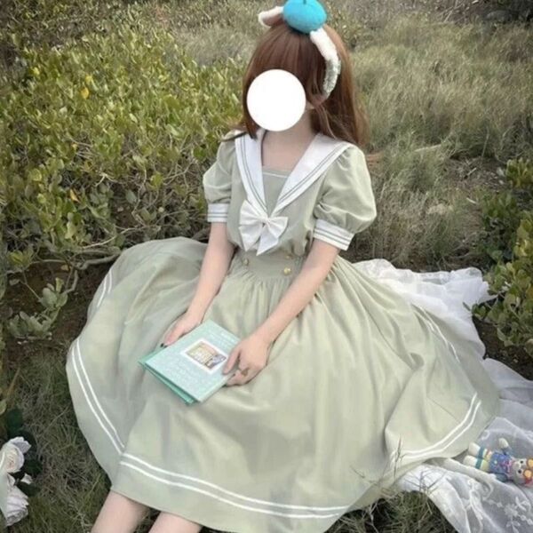 セーラー マリン ワンピース グリーン 緑 制服 コスプレ ロリータ ミント セーラー服 かわいい