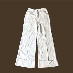 NICE CLAUP ワイドパンツ コットン サイズフリー アイボリー