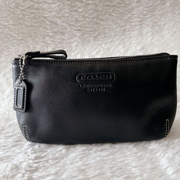 COACH コーチ ポーチ レザー 小物入れ 筆箱 メイクポーチ 黒 ブラック