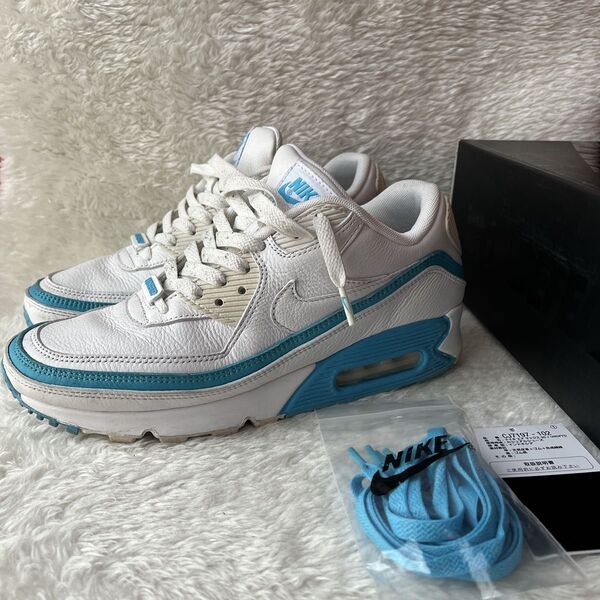 NIKE×UNDEFEATED スニーカー エアマックス90 AIRMAX ホワイト ブルー 水色 ナイキ 25cm