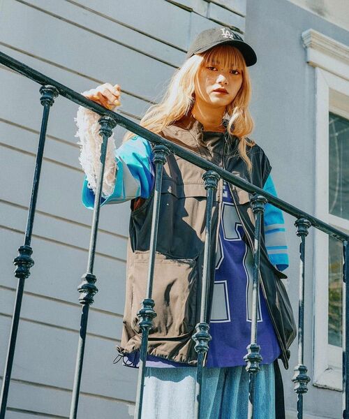 ニコアンド[MODE NORM COREウスシャカドロストベスト黒ブラックL新品