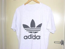 90s アディダス adidas 両面トレフォイル デカロゴ Tシャツ 杢グレー/黒 vintage old_画像1