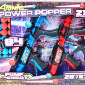 値下げ アトミック ポッパーガン 2丁 バトルセット ボール84球付き パワーポッパー 銃