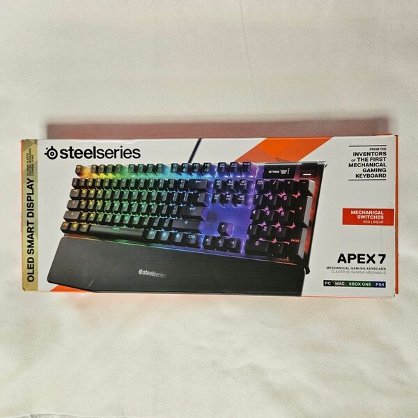 SteelSeries Apex 7 ゲーミングキーボード フルサイズ 赤軸 有線 英語配列 有機ELディスプレイ搭載