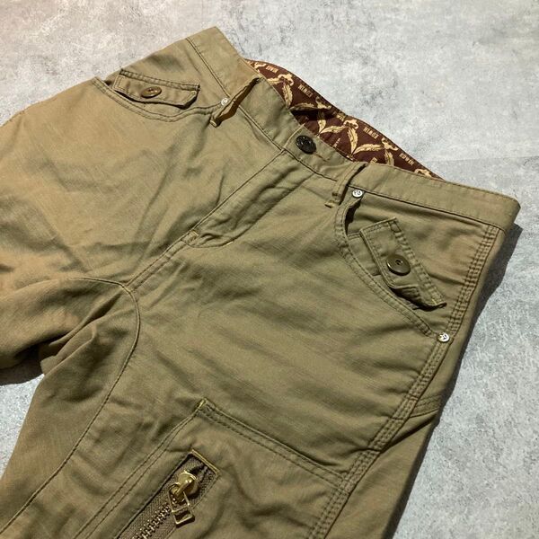 【EDWIN】エドウィン KV452 立体裁断 ストレッチ カーゴパンツ カーキ Sサイズ ワークパンツ シンチバック付き