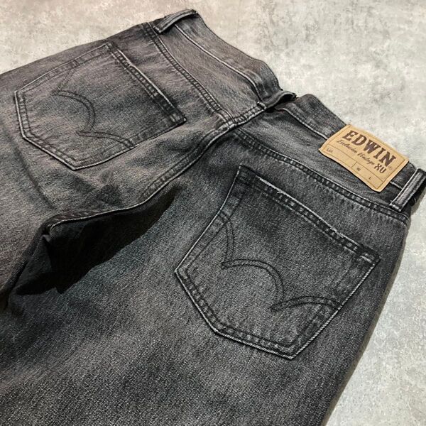 【EDWIN】エドウィン EXV403 レギュラーストレート ブラックデニムパンツ 30インチ ユーズドヴィンテージ加工 ジーパン