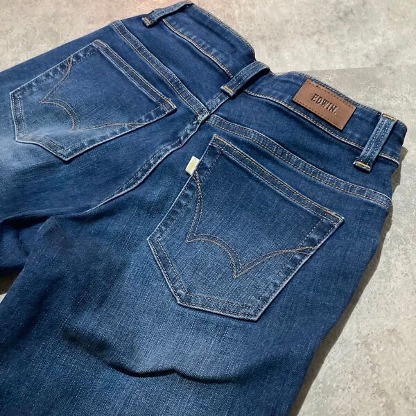 【EDWIN】エドウィン 403L レディース ストレッチ ストレートデニムパンツ サイズ27 ヴィンテージ加工 ジーパン