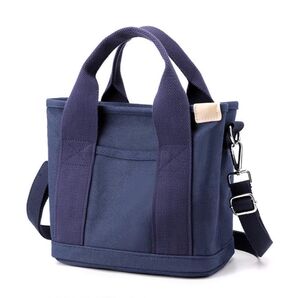 帆布 2Way お散歩 お出掛け ランチ バッグ 新品 未使用 ネイビー ハンド ショルダー 鞄 男女 兼用 キャンバス 整理 藍