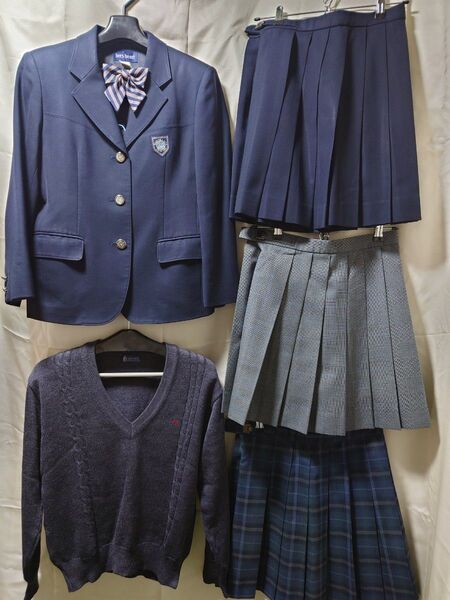 静岡北高校 制服 スカート3着 リボン セーター セット 高校 JK 学生 コスプレ