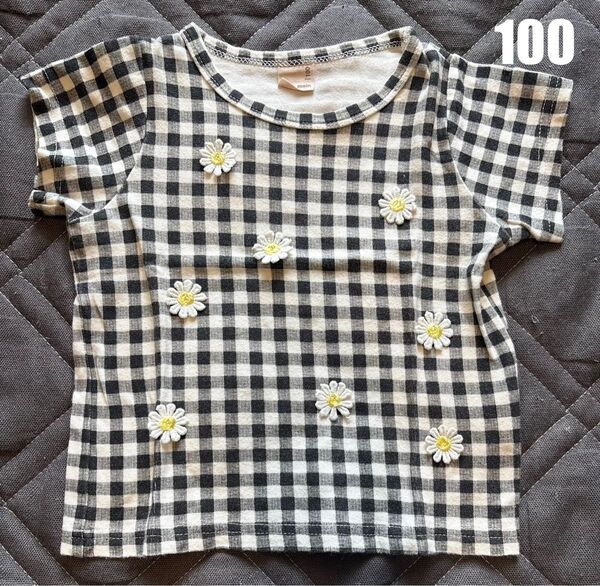 プティマイン petit main ギンガムチェック Tシャツ 100 女の子 半袖