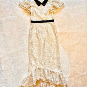 CLASSY AND FABULOUS 襟付き総レースマーメイドワンピースドレス オケージョン 結婚式 お呼ばれドレス