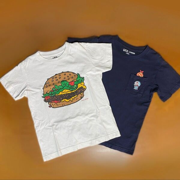 ユニクロ キッズ Tシャツ 120サイズ 2点 JASON POLAN コラボ 半袖 ドラえもん 白 紺 ネイビー