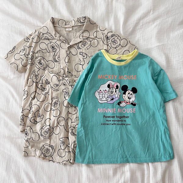 バースデイfutafutaミッキー総柄セットアップとリトシーTシャツ120cm
