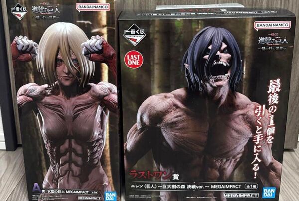 【開封品】一番くじ 進撃の巨人 A賞 女型の巨人 MEGAIMPACT ラストワン賞 エレン 巨大樹の森決戦ver.